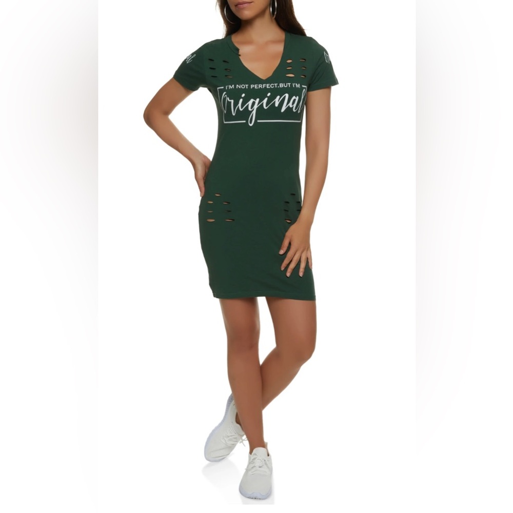 ON FIRE “Original” short sleeve green cutout Dress Size M NWT